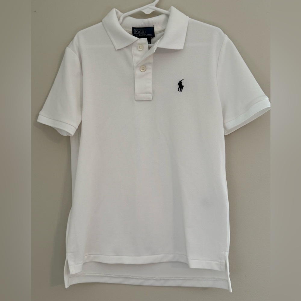 Boys’ Ralph Lauren White Polo with Navy Logo